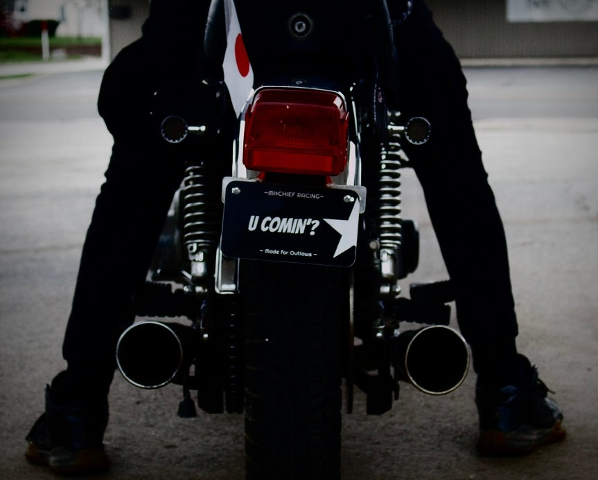 Official U Comin’? Mi$chief Motorcycle License Plate